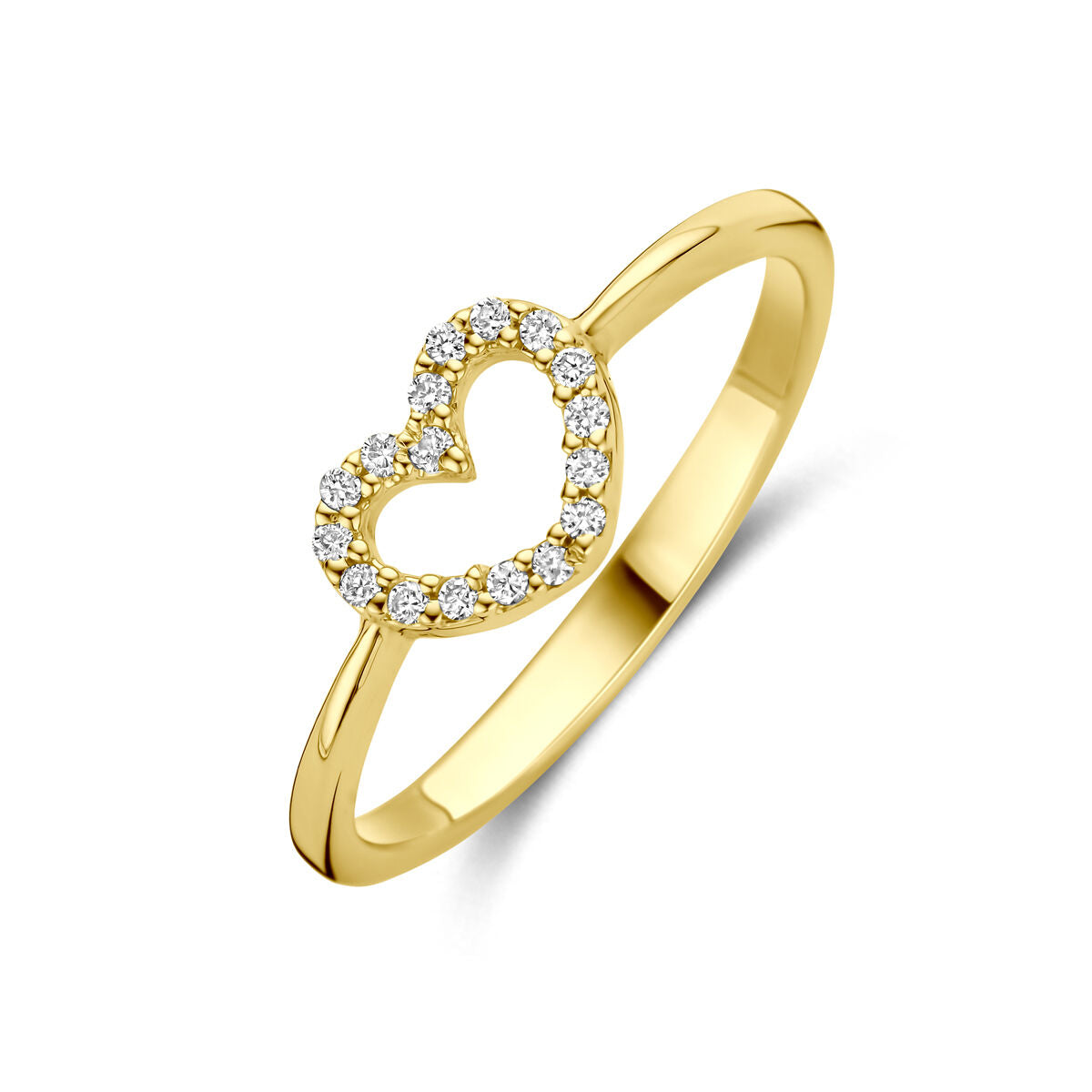 Damenring aus 14k Gelbgold mit herzförmigem Design und lab-grown Diamanten