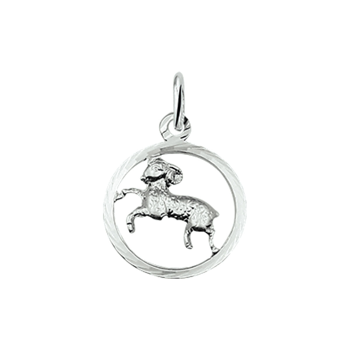 Voeg stijl toe met de hanger sterrenbeeld gediamanteerd zilver wit van Van der Kooij Collectie: een unisex hanger met zilverkleurige ram in een bewerkte cirkel, ideaal voor je favoriete ketting of armband.