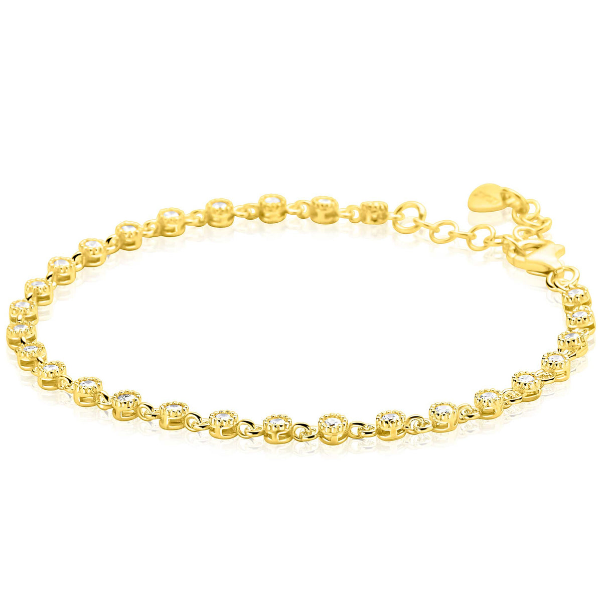 Goldplattiertes Silberarmband mit spielerischen weißen Zirkonia in runder Fassung