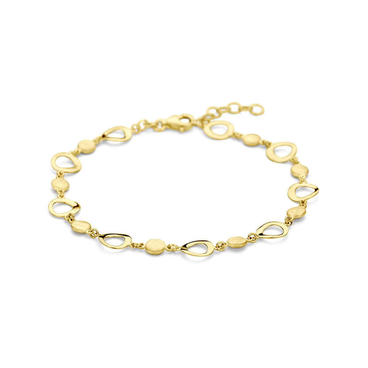 Armband aus 14K Gold mit polierten und matten Elementen in ovaler Form