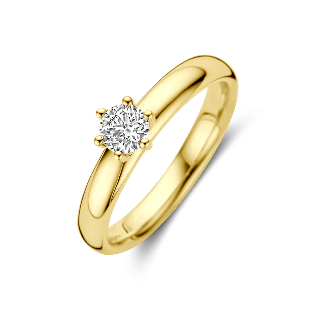Verlobungsring aus 14K Gelbgold mit einem 0,33 ct Diamanten in der Zentralsitzung