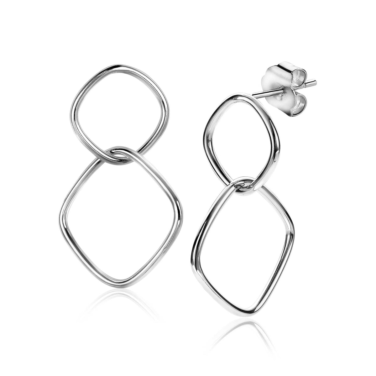 Ohrstecker aus Silber mit zwei ineinander verschlungenen, geometrischen Formen