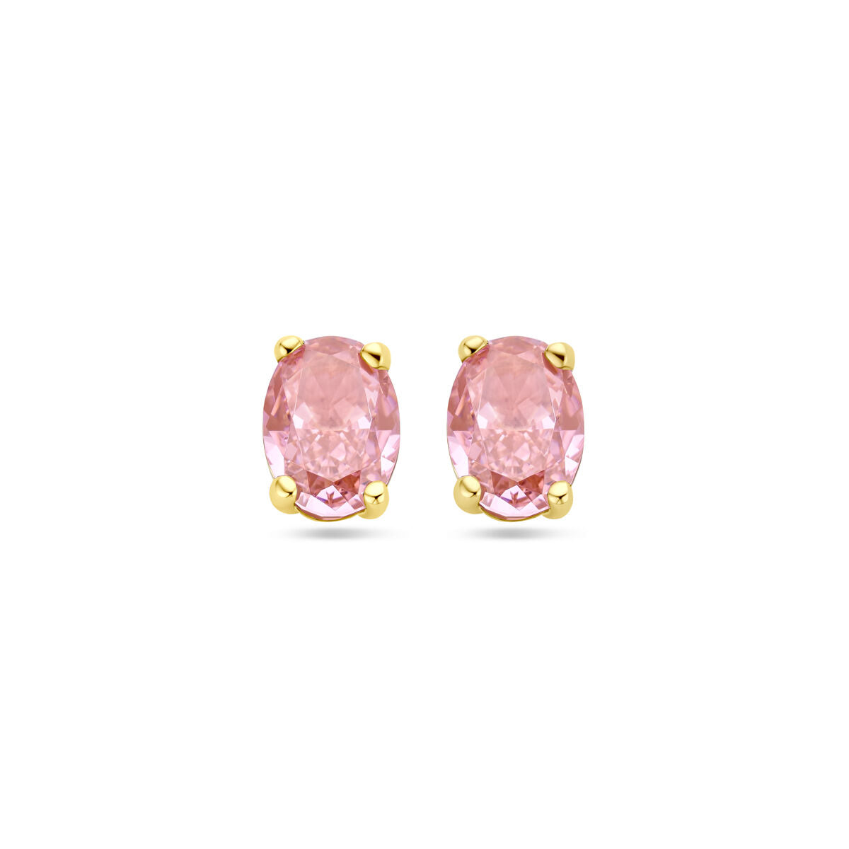 Ohrstecker aus 14K Gelbgold mit ovalen Padparadscha-Zirkonia in zartem Rosa