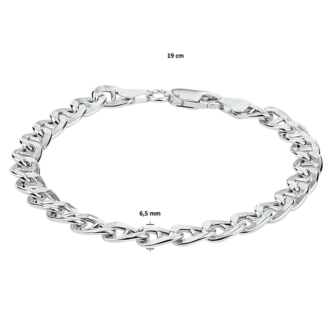 Armband Anker 6,5 mm 19 cm Silber rhodiniert