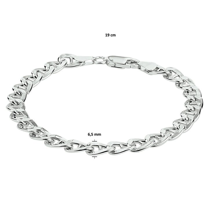 Armband Anker 6,5 mm 19 cm Silber rhodiniert