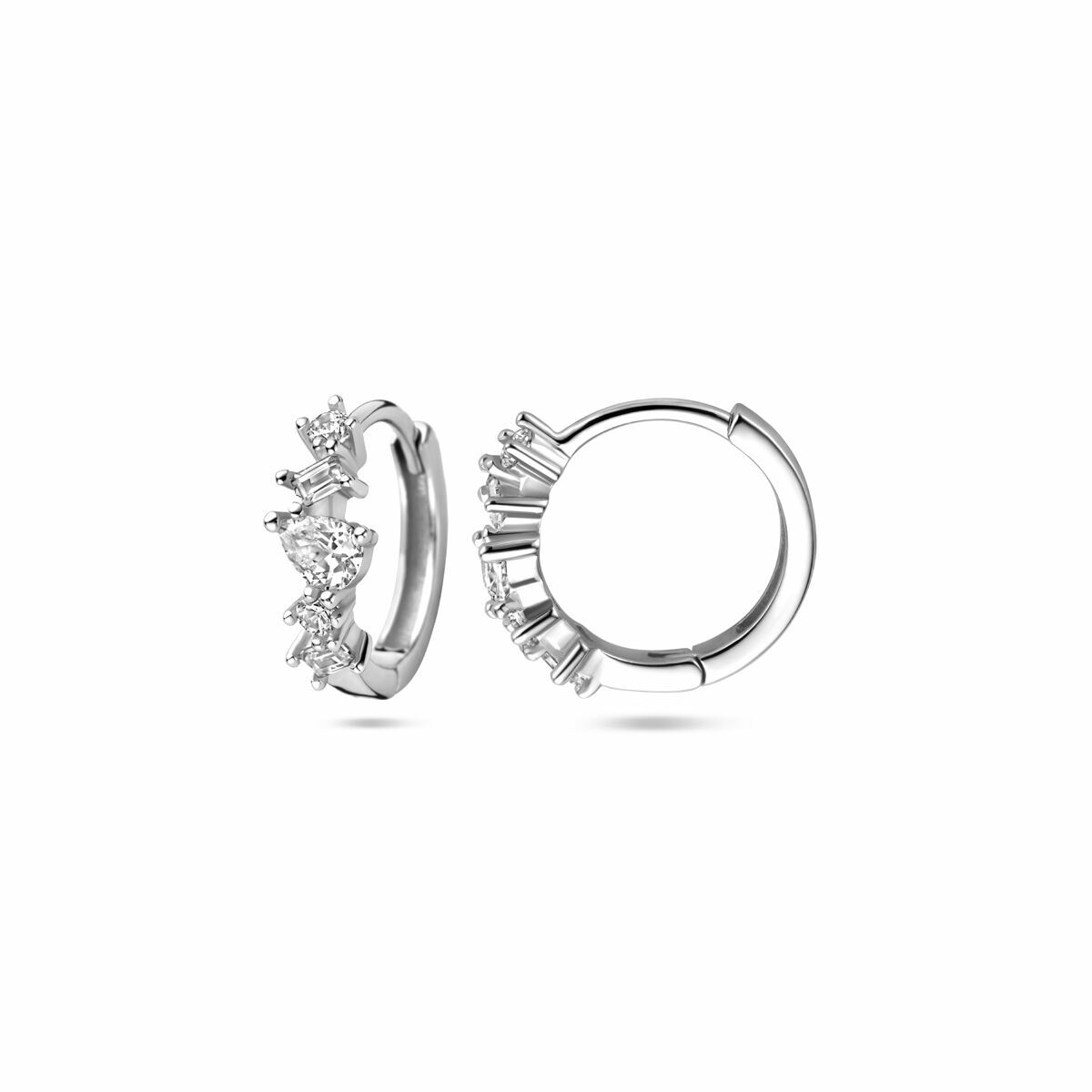 Klappohrringe Zirkonia 13 mm Silber rhodiniert