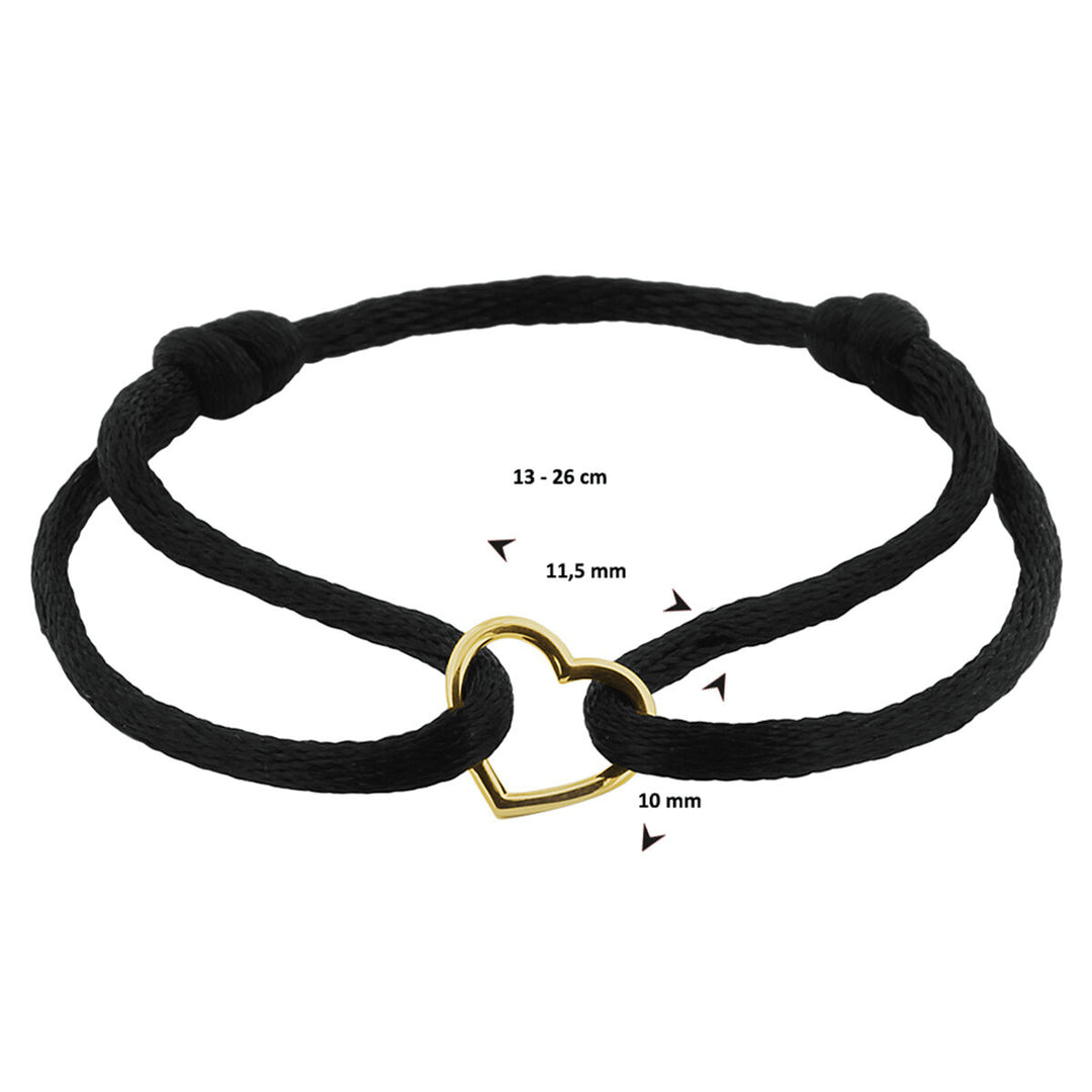 Armband Satinherz 14K Gold mit Kautschuk/Nylon/Leder