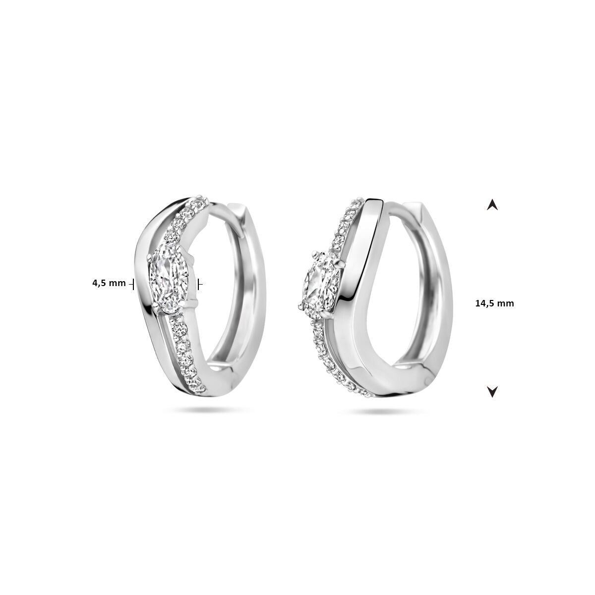 Klappcreolen Zirkonia 14,5 mm Silber rhodiniert