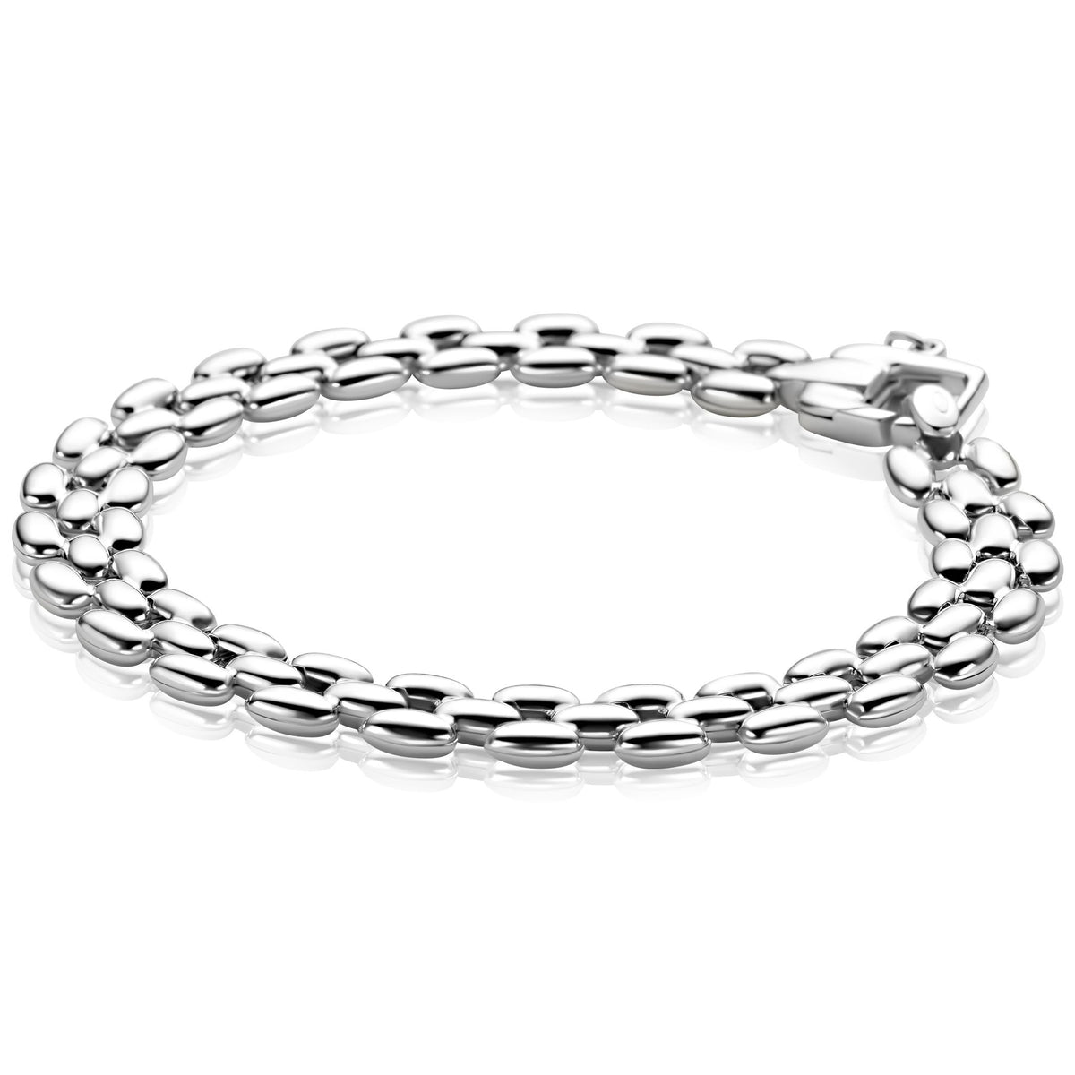 Silbernes Armband mit ovalen Gliedern und einem sicheren Verschluss