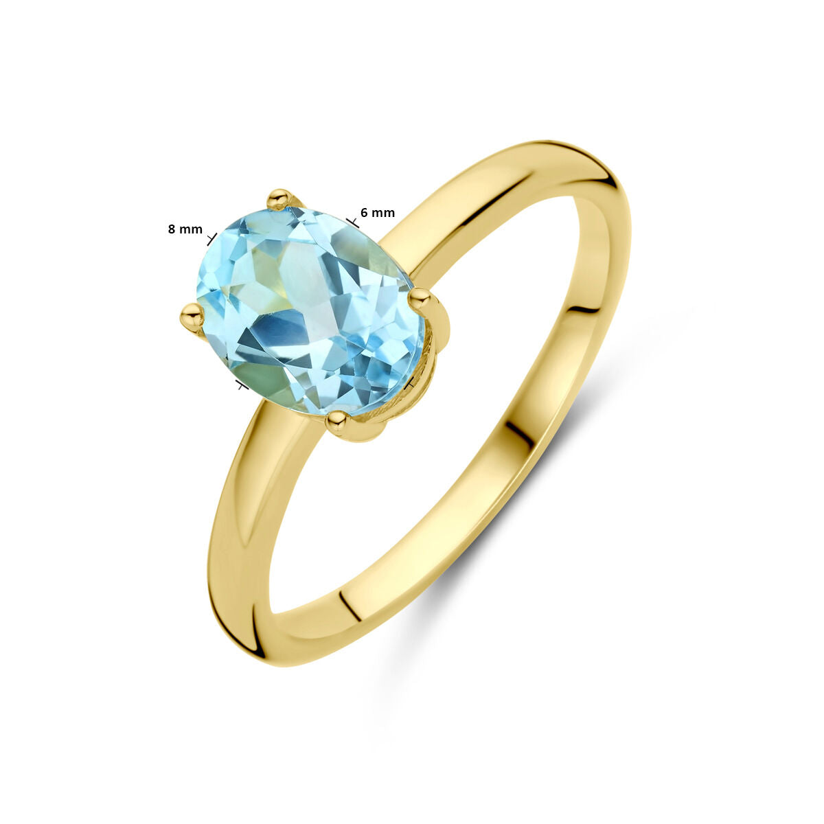 Gelbgoldring Blautopas 14K