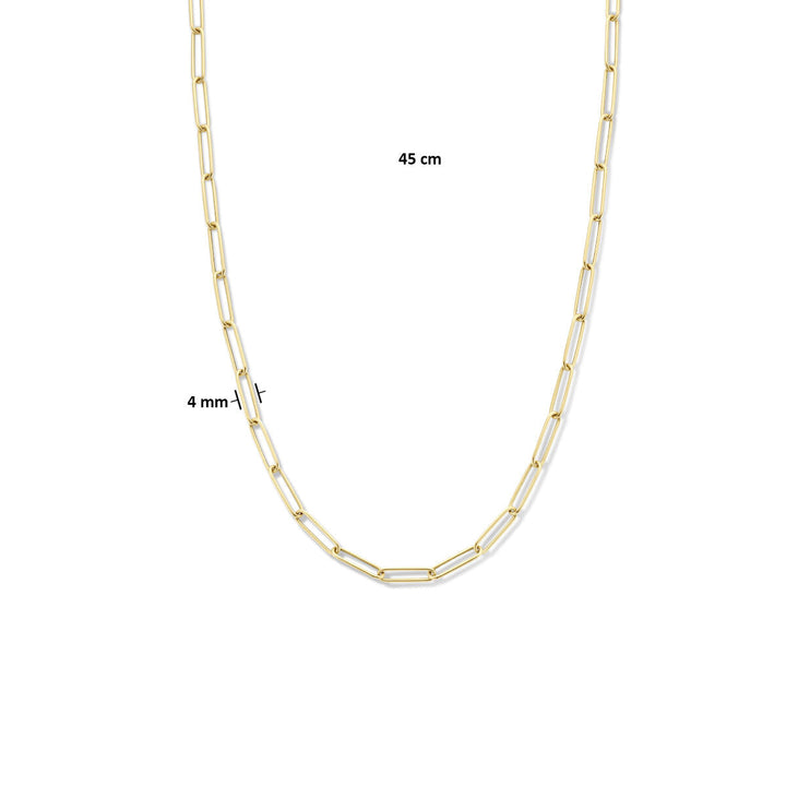 Halskette Büroklammer Rundrohr 4,0 mm 45 cm mit großem Karabinerverschluss 14K Gelbgold