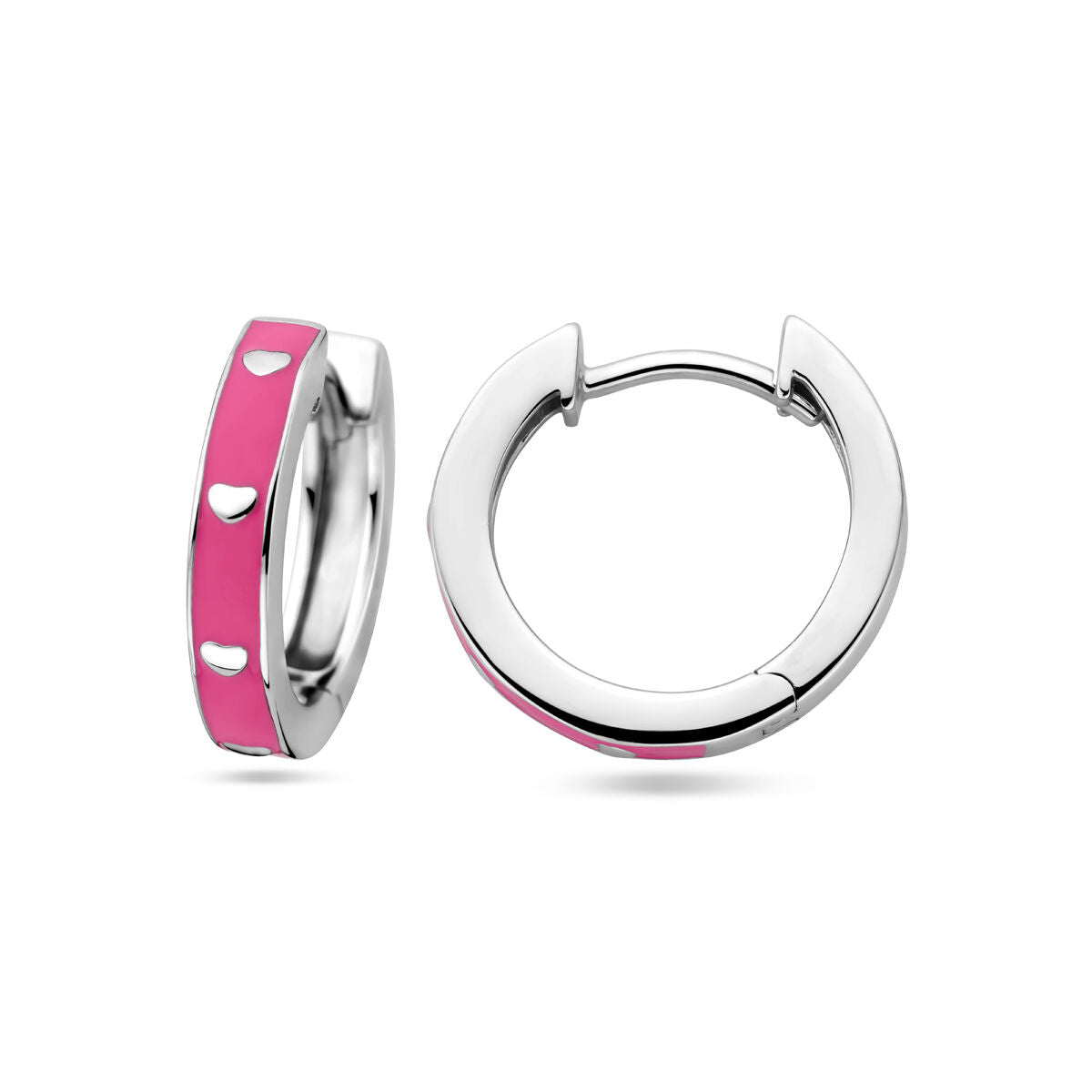 Ohrhänger rosa Emaille, Silber rhodiniert