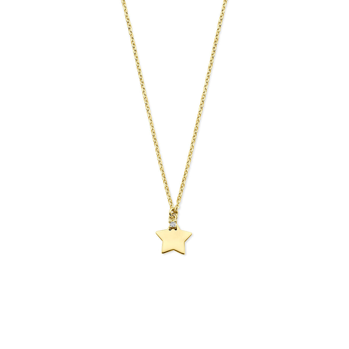 Kette aus 14k Gelbgold mit einem Stern-Anhänger und Zirkonia-Steinen