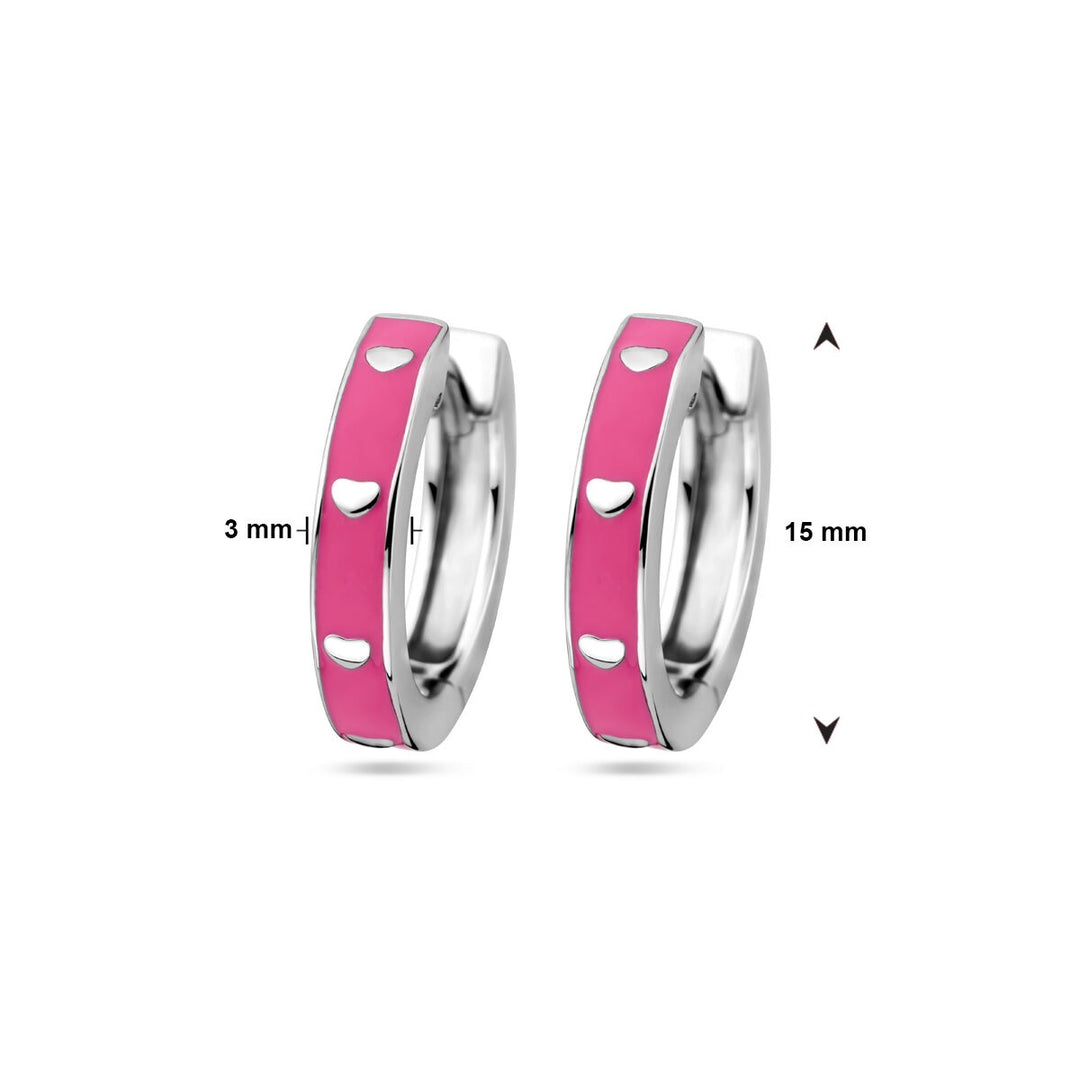 Ohrhänger rosa Emaille, Silber rhodiniert