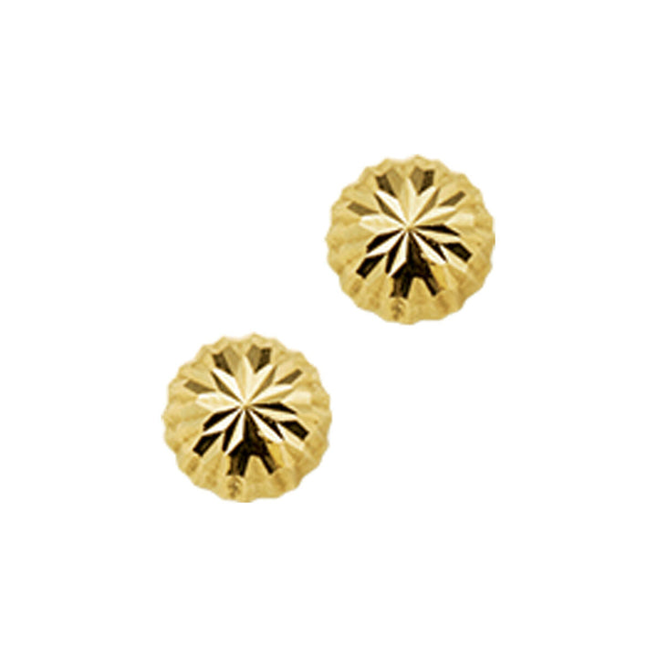 Ohrstecker aus 14K Gelbgold mit gediamantierter Oberfläche und runder Form