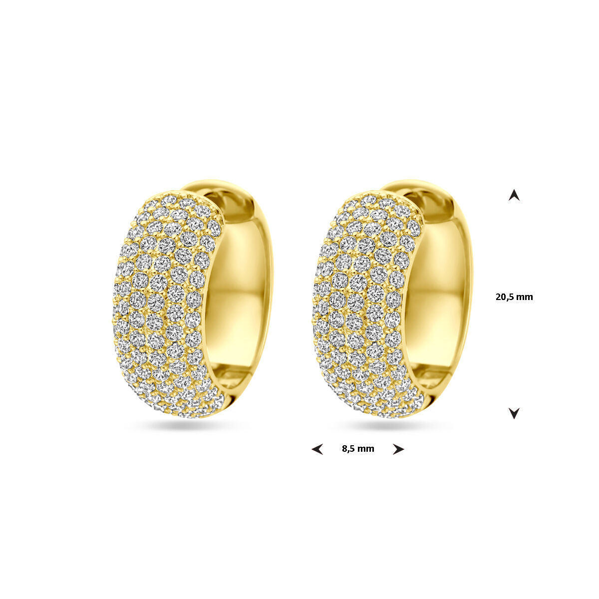 Creolen Zirkonia 20,5 mm 1 Mikron Silber vergoldet (gelb)