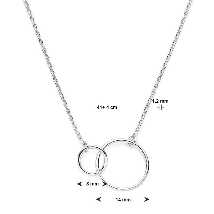 Halskette Kreise 41 + 4 cm Silber rhodiniert