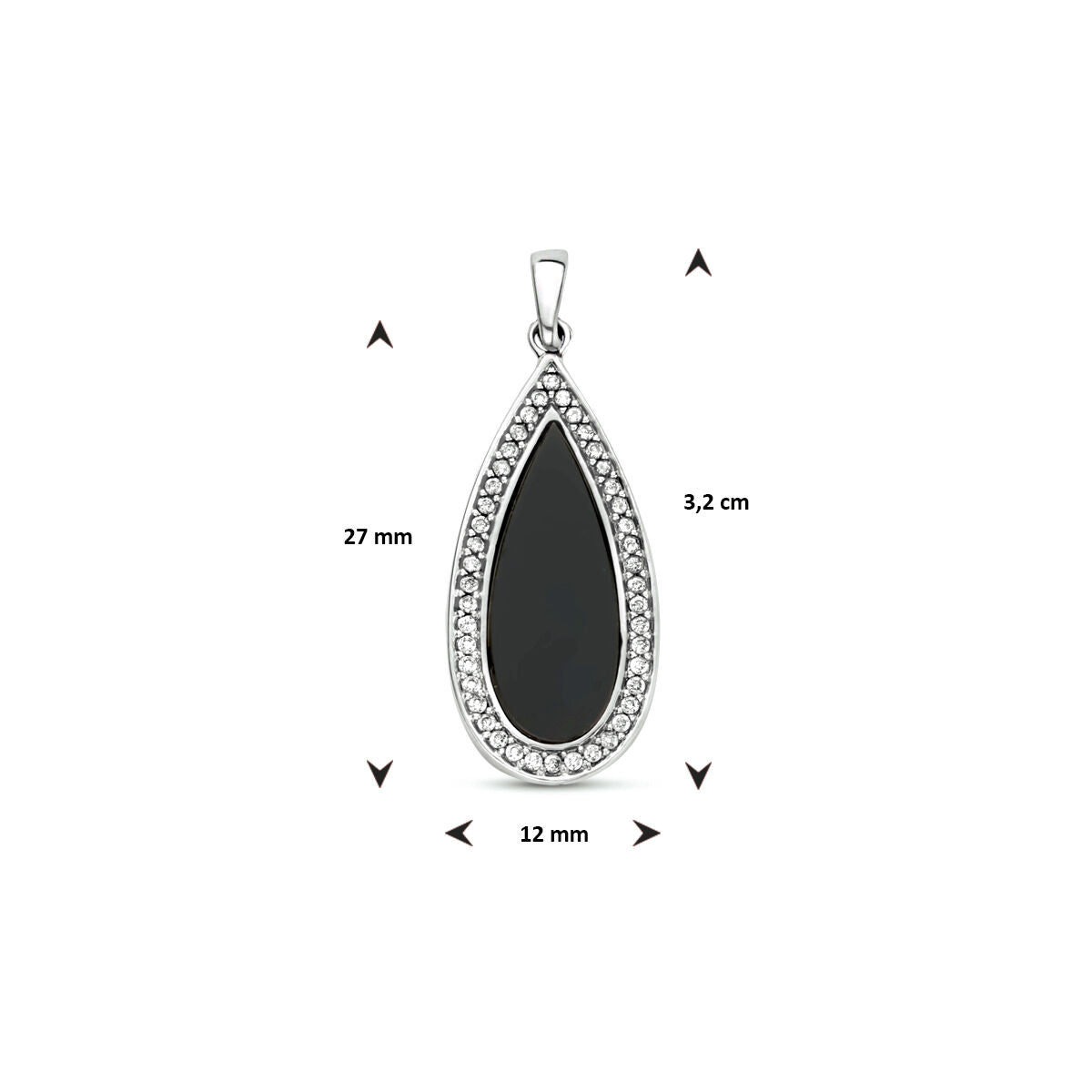 Anhänger Onyx und Zirkonia Silber rhodiniert