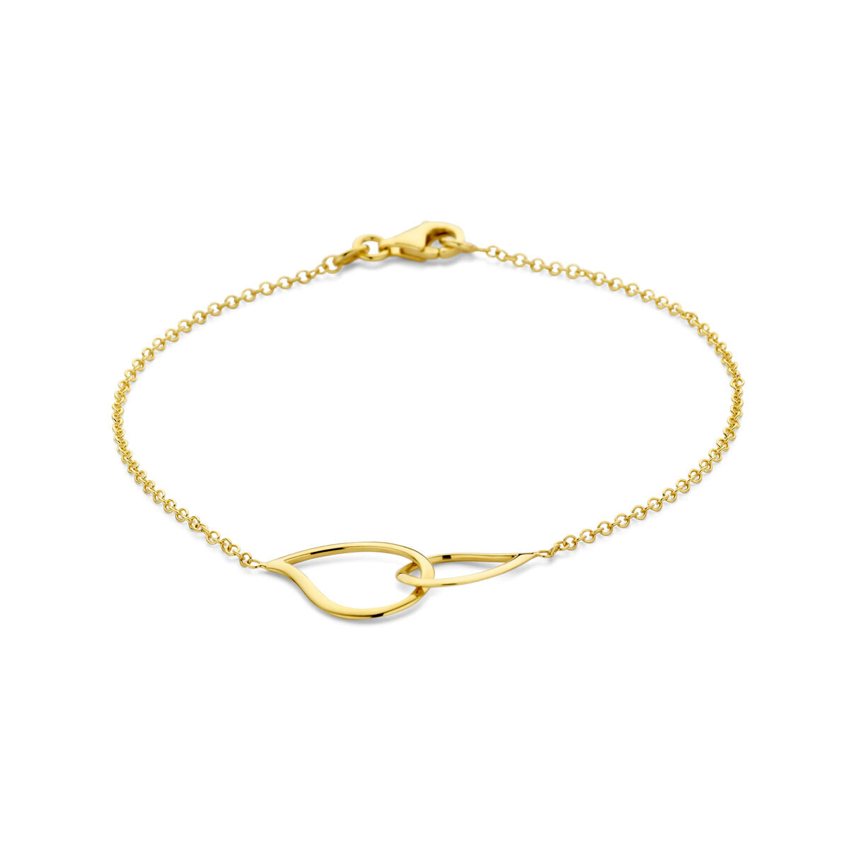 Armband aus 14k Gelbgold mit tropfenförmigen Anhängern und feiner Kette