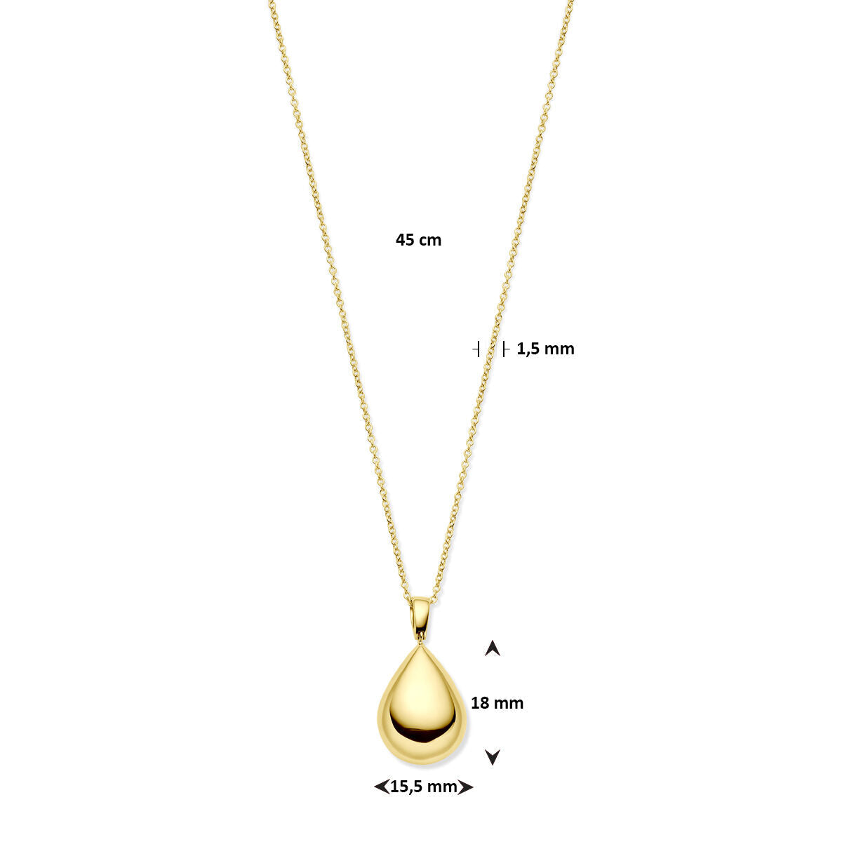 Halskette Tropfen 45 cm 14K Gelbgold