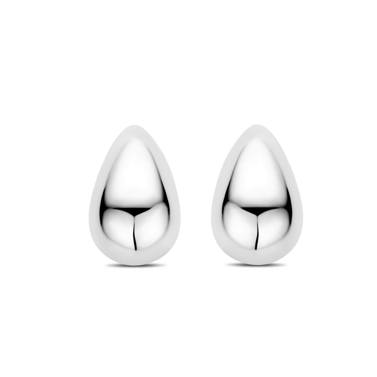 Ohrstecker in Tropfenform, 20 mm, aus rhodiniertem Silber mit glänzender Oberfläche