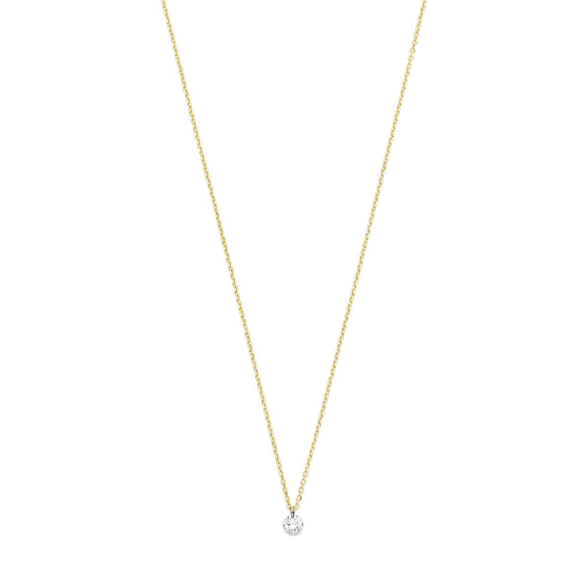 Collier aus 18K Gelbgold mit einem 0,10 ct Diamanten, Länge 40-42-44 cm
