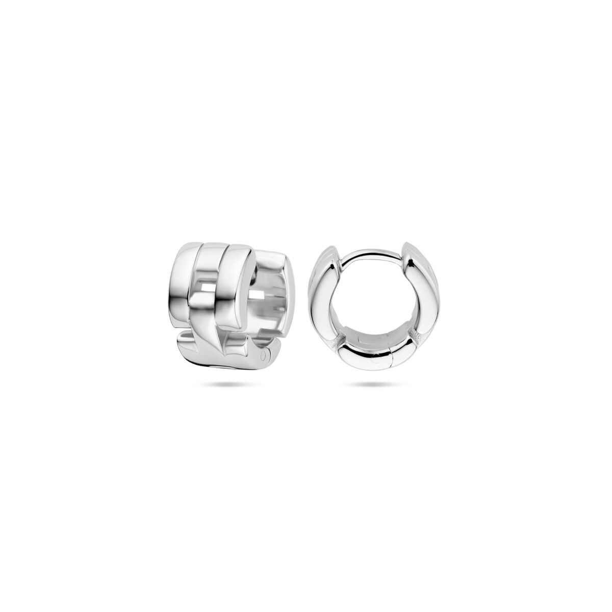 Klappcreolen mit Gliedermotiv 10 mm Silber rhodiniert