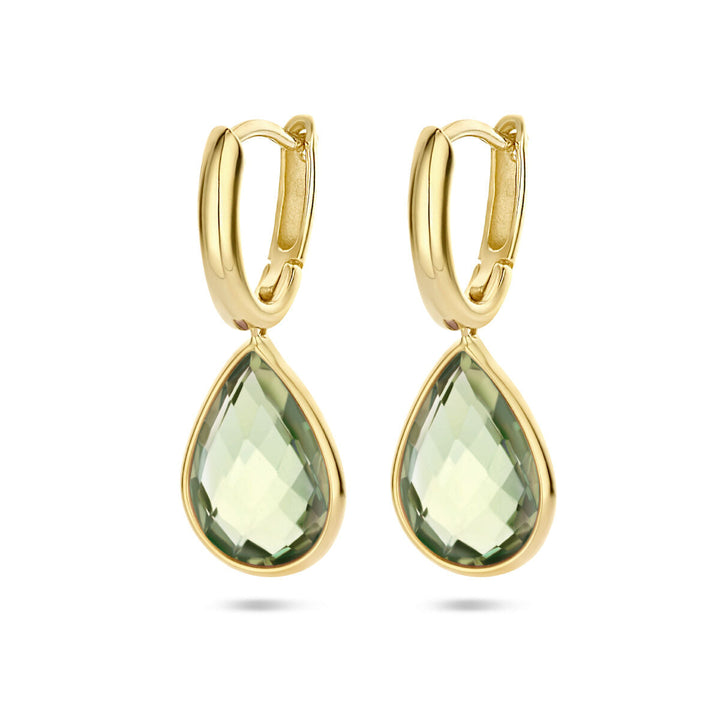 Ohrhänger grüner Amethyst 14K Gelbgold