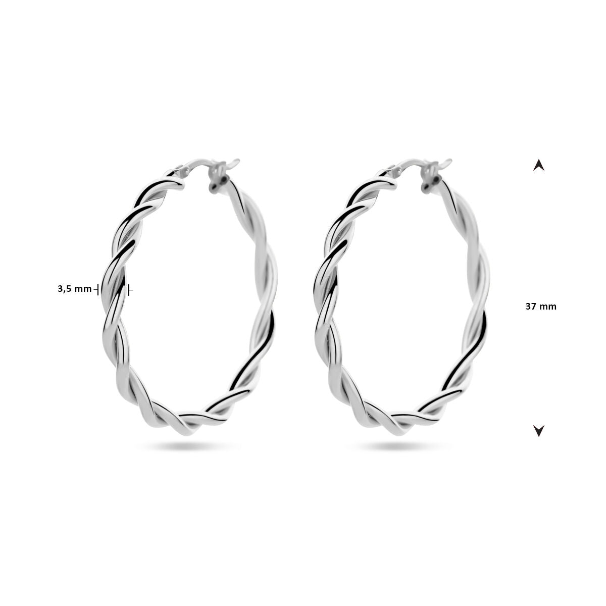 Ohrringe 3,5 mm gedrehtes Rohr, silber rhodiniert