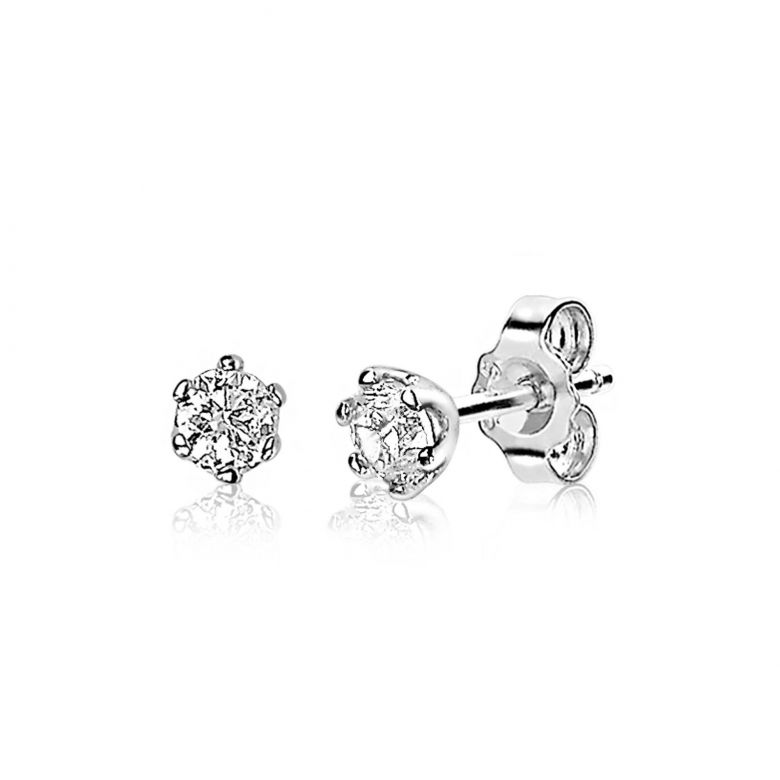 Ohrringe aus Silber mit funkelndem, klaren Zirkonia in Blumenform