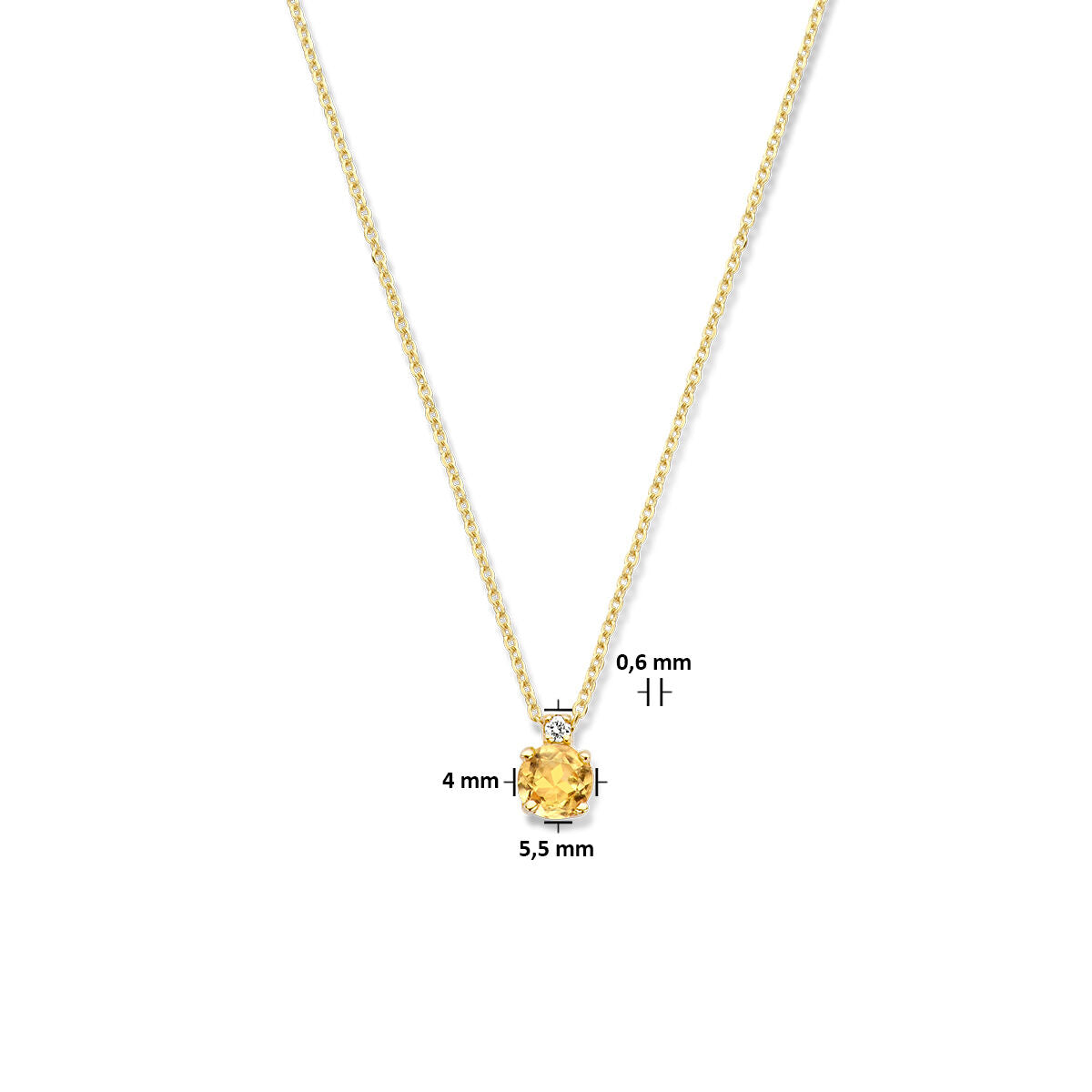 Halskette Citrin und Diamant 0,015 ct H si 40 cm 14 K Gelbgold