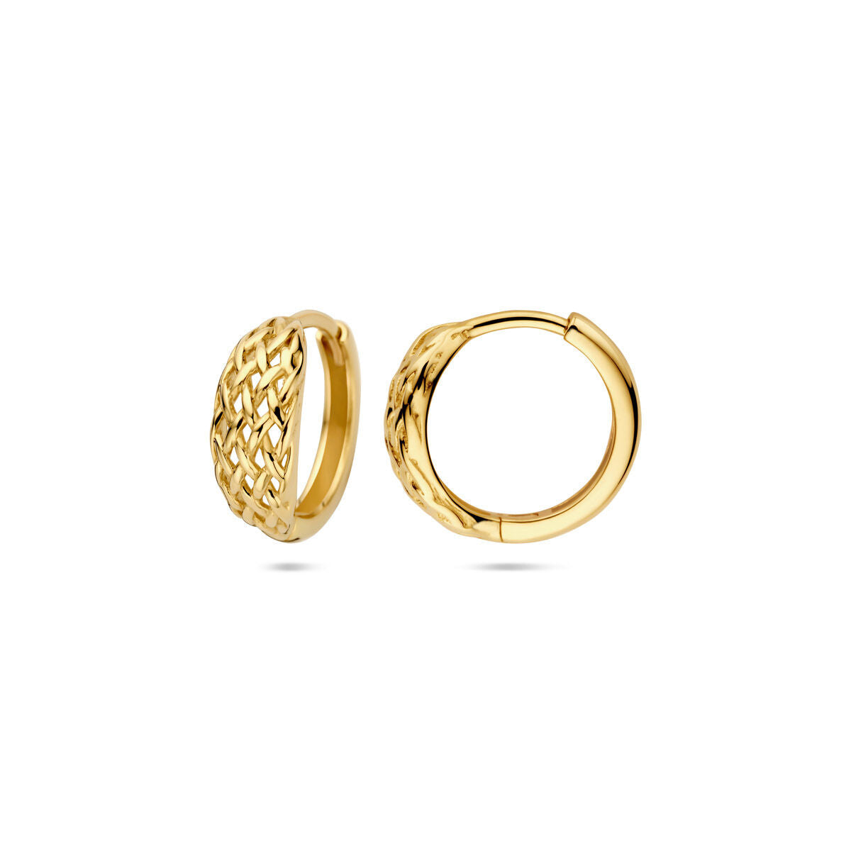 Klappcreolen geflochten 13 mm 14K Gelbgold