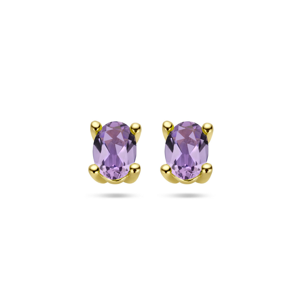 Ohrstecker aus 14K Gelbgold mit ovalen Amethysten in lila Farbton