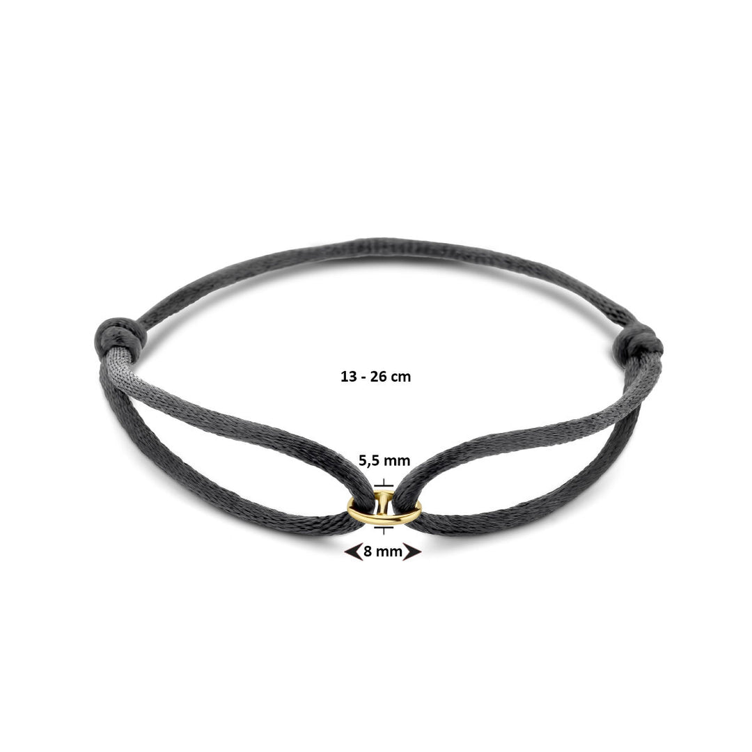 Armband Satin 13 - 26 cm 14K Gold mit Kautschuk/Nylon/Leder