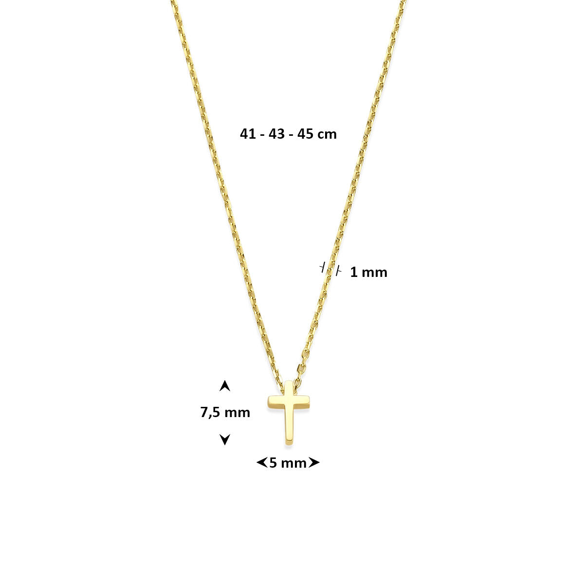 9 Karat goldfarbene Halskette mit Kreuzchen