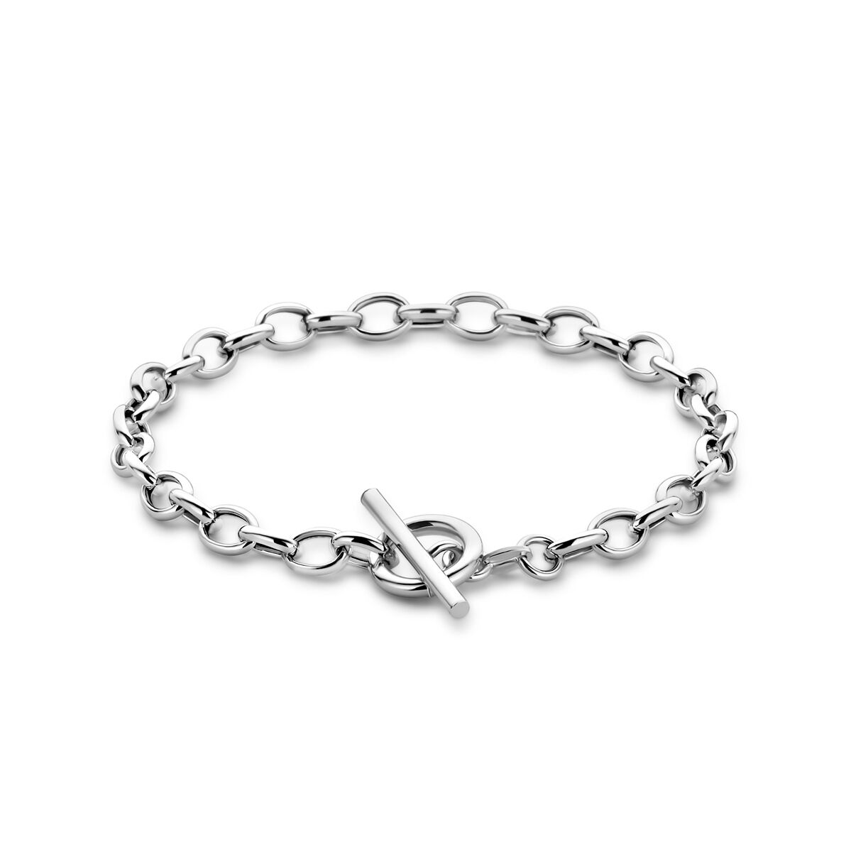 Armband aus rhodiniertem Silber mit 5 mm großen Gliedern und Kapittelslot, 18,5 cm lang