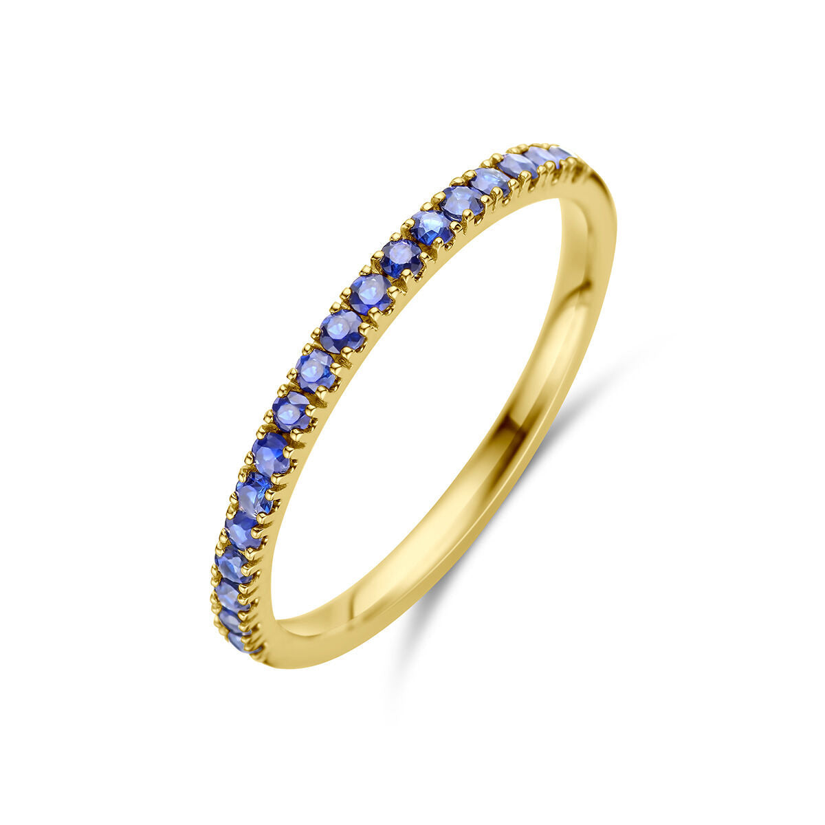 Ring aus 14K Gelbgold mit blauen Saphiren als Geburtsstein für September