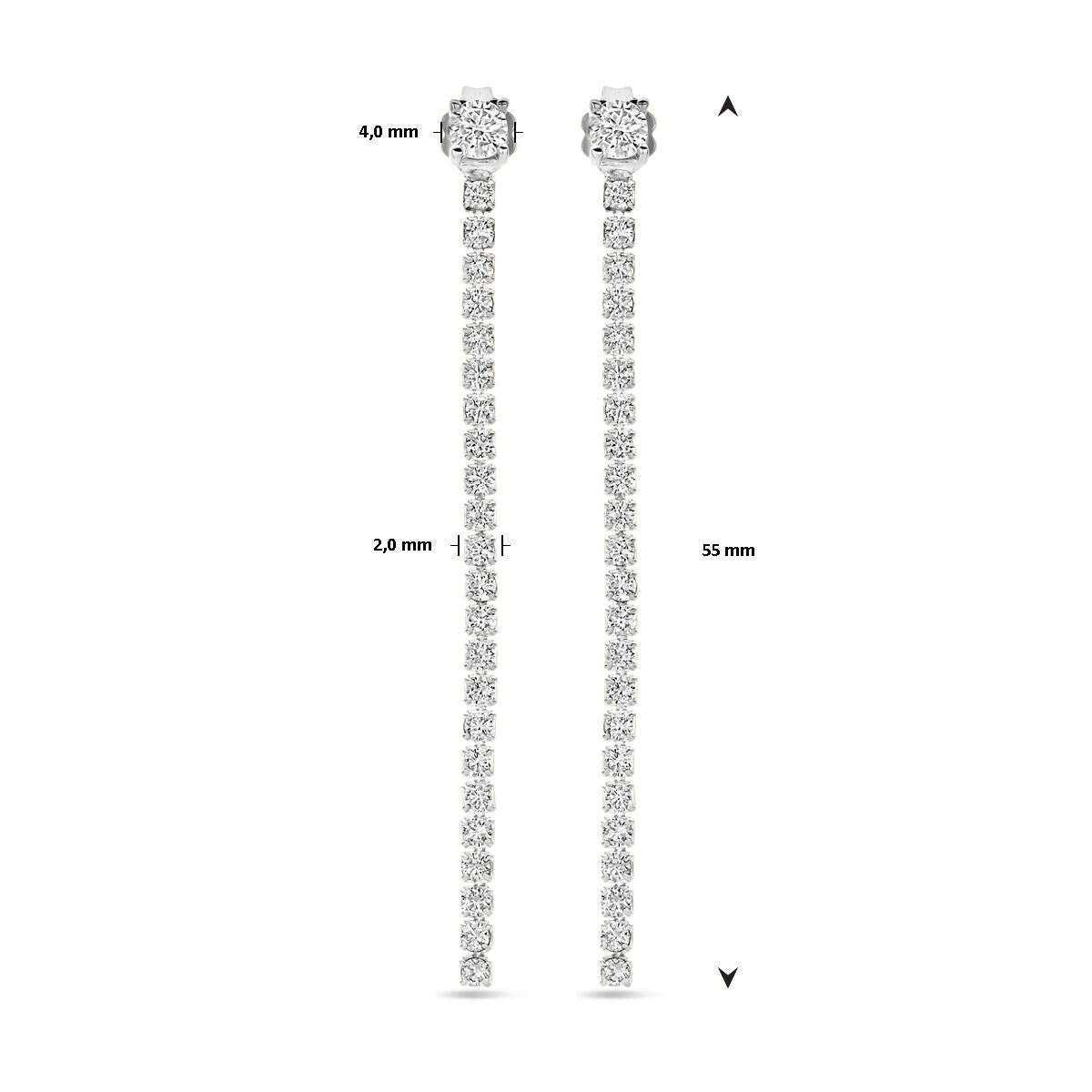 Ohrhänger Zirkonia 55 mm Silber rhodiniert