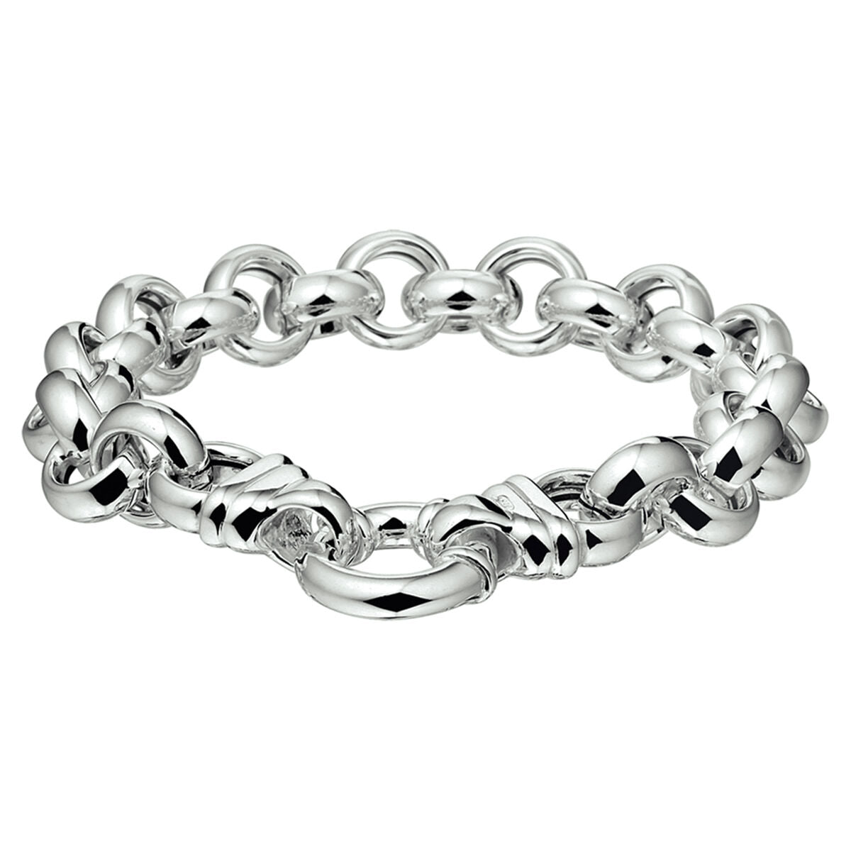 Armband aus silbernem Jasseron mit großem Federringverschluss und glänzender Oberfläche