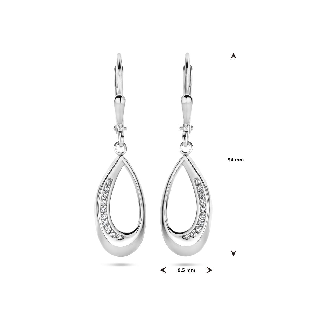 Ohrhänger Tropfen Zirkonia Brisurhaken 34 mm Silber rhodiniert
