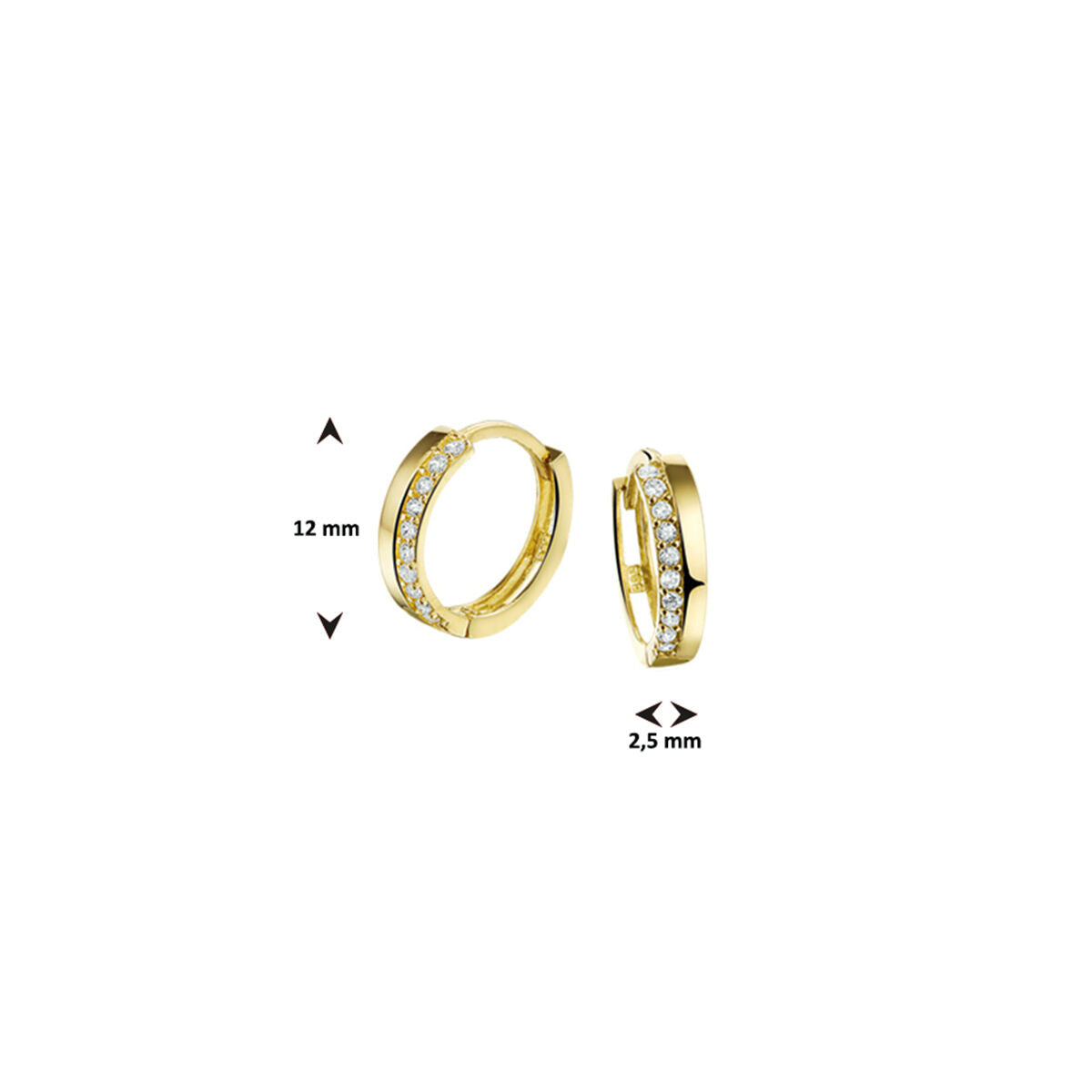 Ohrhänger Zirkonia 2,5 x 12 mm 14K Gelbgold
