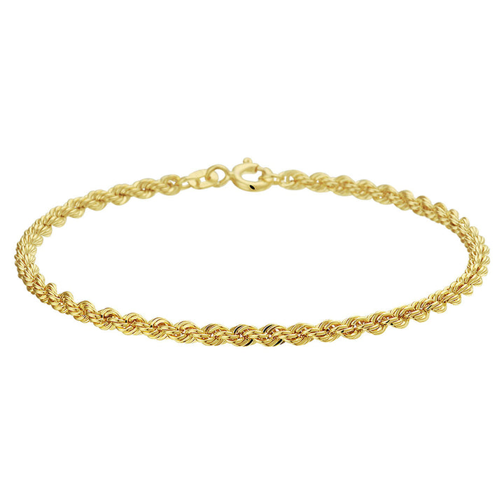 Armband aus 2,7 mm dickem, goldfarbenem Kordelmaterial mit drehendem Design und Karabinerverschluss