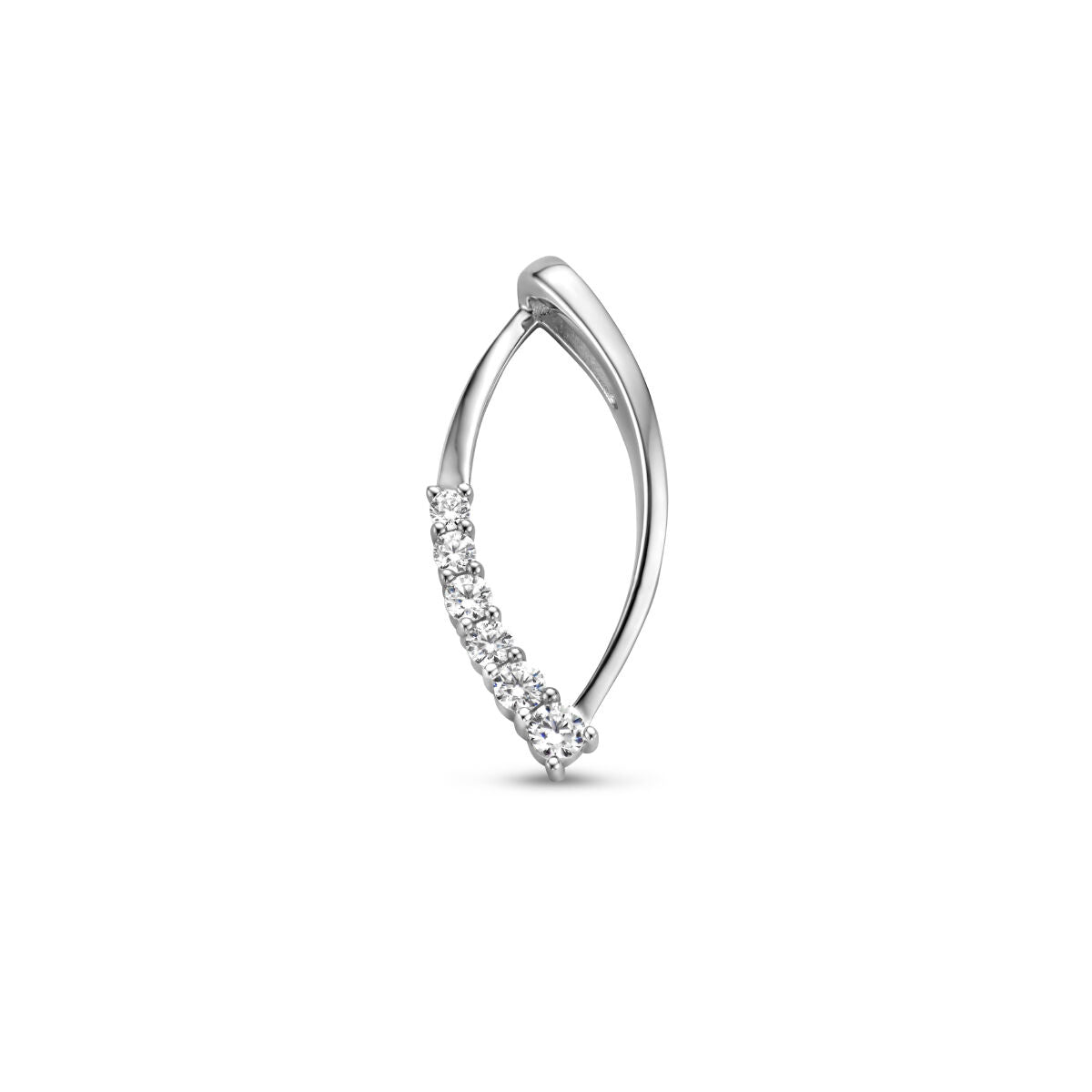 Hänger aus rhodiniertem Silber mit Zirkonia-Steinen in geschwungener Form