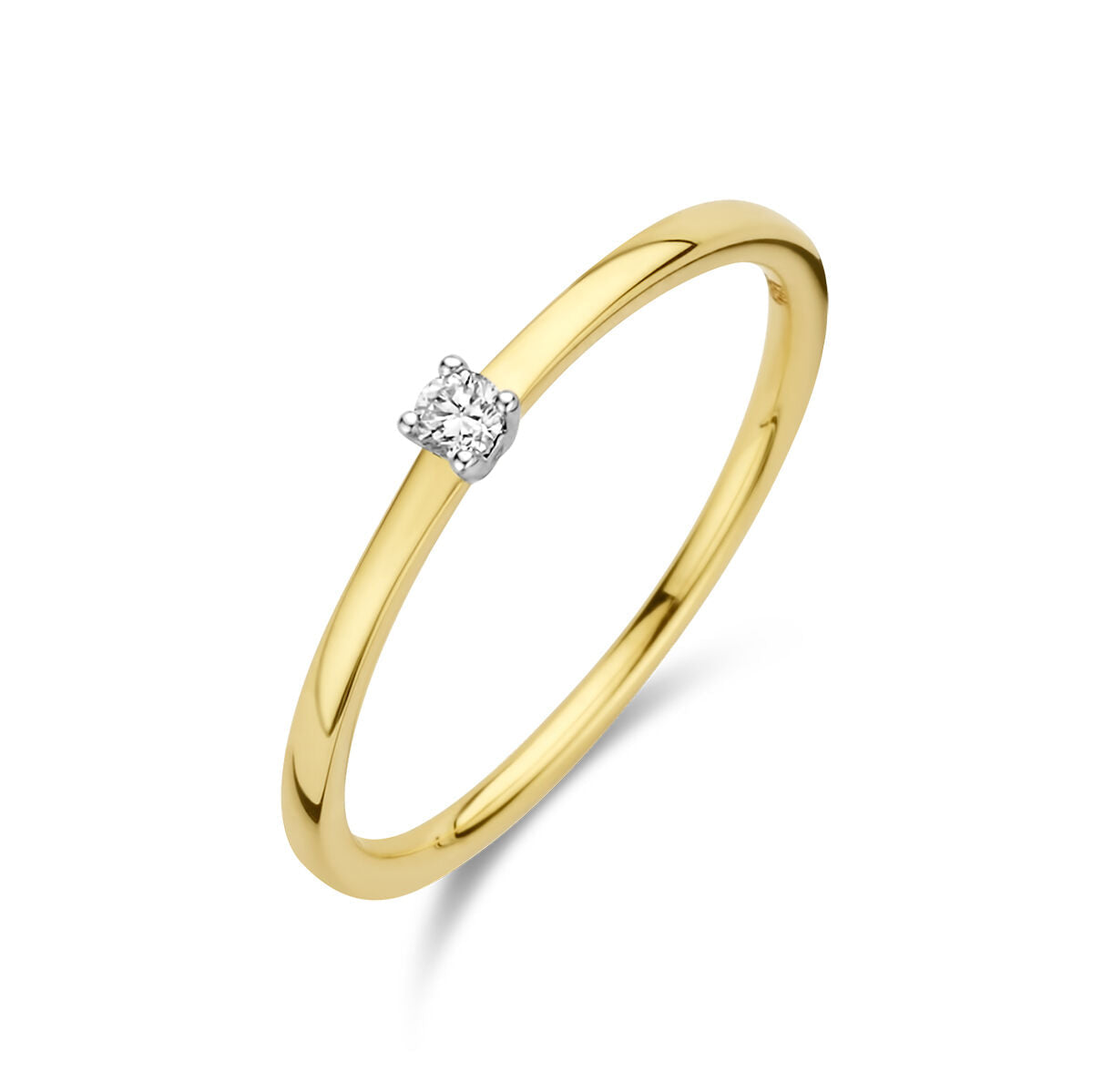 Verlobungsring aus 14K bicolor Gold mit einem kleinen Diamanten von 0,05 ct in der Mitte