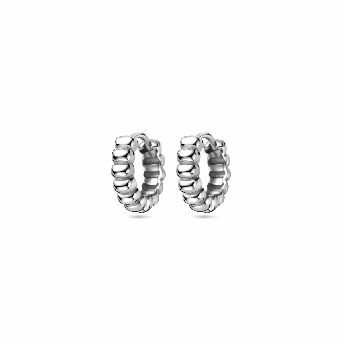 Klapp-Ohrringe aus rhodiniertem Silber mit einer Breite von 12 mm und einem modernen Design