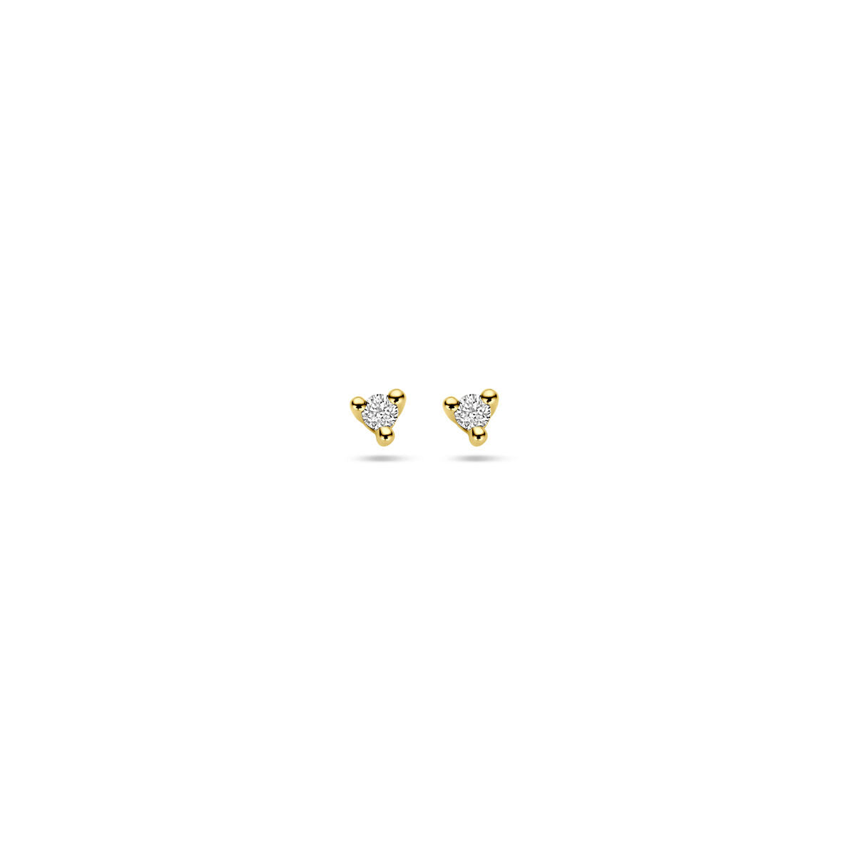 Ohrstecker aus 14K Gelbgold mit zwei Diamanten (0,04 ct) in Herzform
