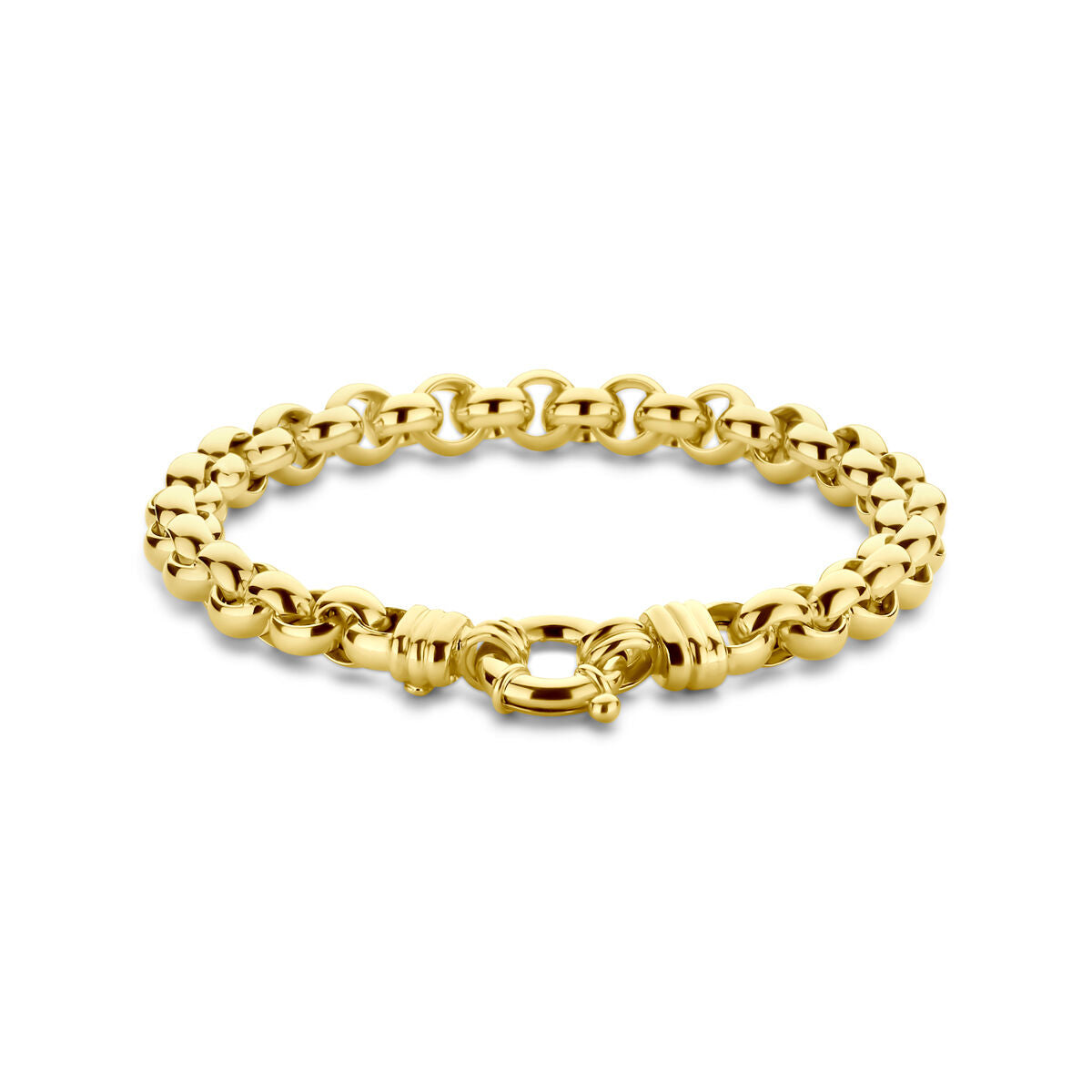 Armband aus 14K Gelbgold mit 7 mm breiten Jasseron-Gliedern und einem sicheren Verschluss