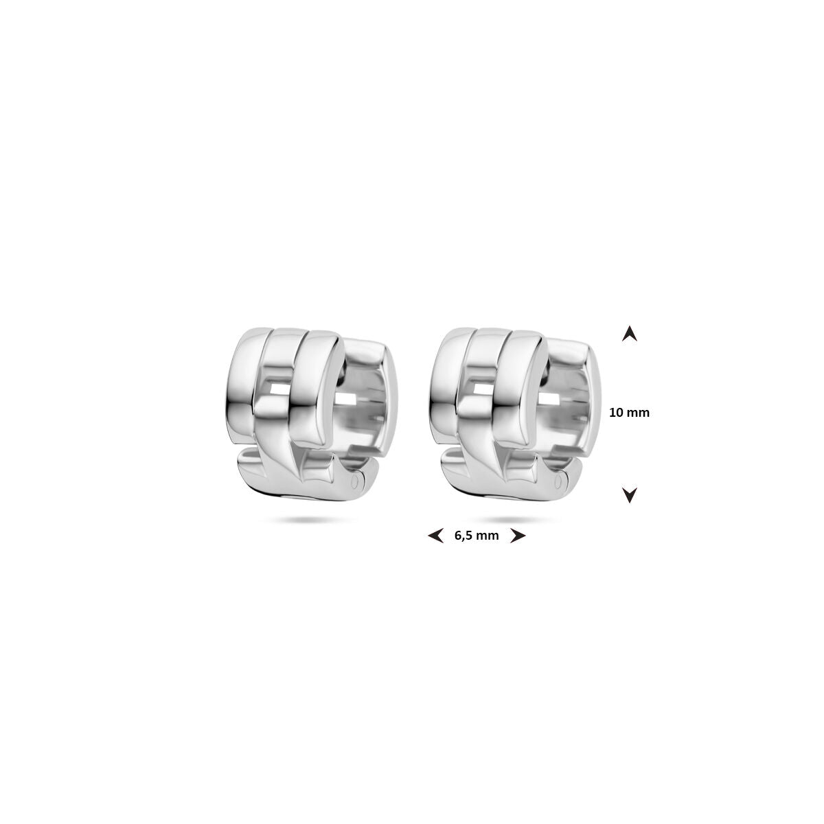 Klappcreolen mit Gliedermotiv 10 mm Silber rhodiniert