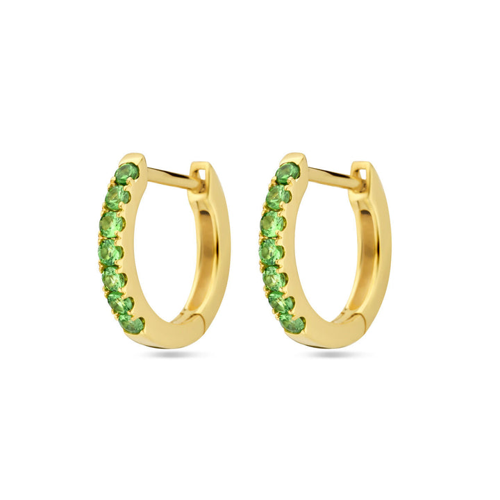 Klappohrringe Tsavorit 12 mm 14K Gelbgold