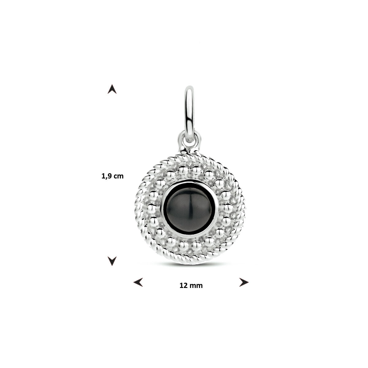 Anhänger rund Onyx Silber rhodiniert